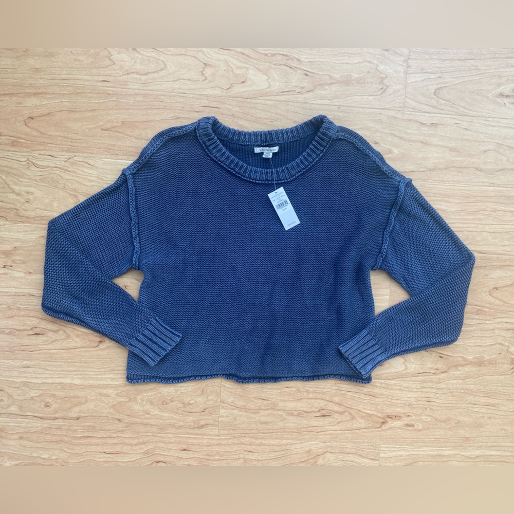 American Eagle Women's Sweater Navy Blue Knit Beach Coastal Size M NWT